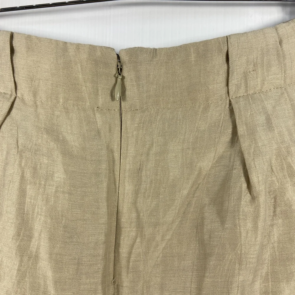 J Crew Charter Mini Skirt Linen Blend Khaki Tan Shimmer Pockets Womens‎ Size 4